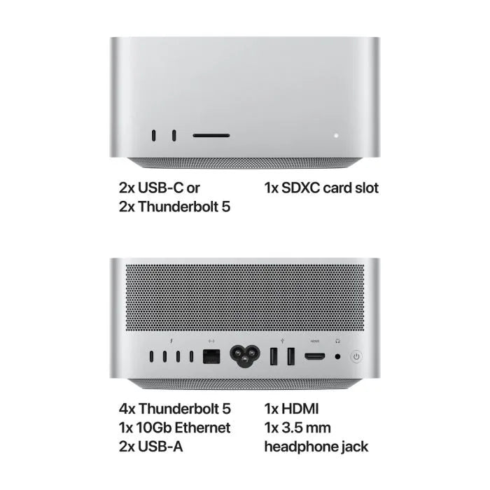 2025 Apple Mac Studio M4 Max 14-Core CPU, 32-Core GPU (36GB Unified RAM, 512GB SSD, Silver) - New / 1 Year Apple Warranty - Mac Shack