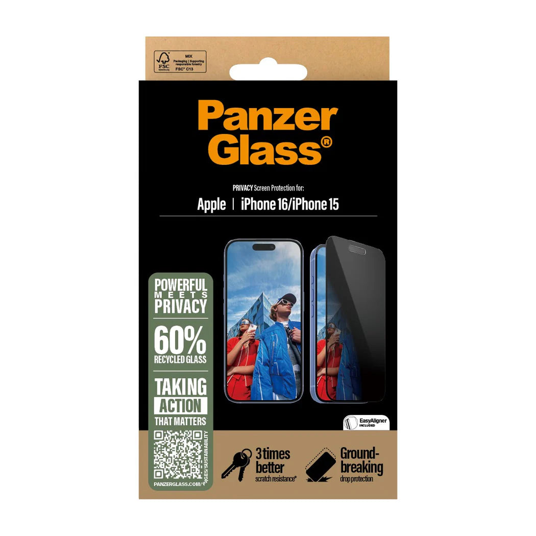 PanzerGlass Privacy Screen Protector iPhone 16 Ultra-Wide Fit - Mac Shack