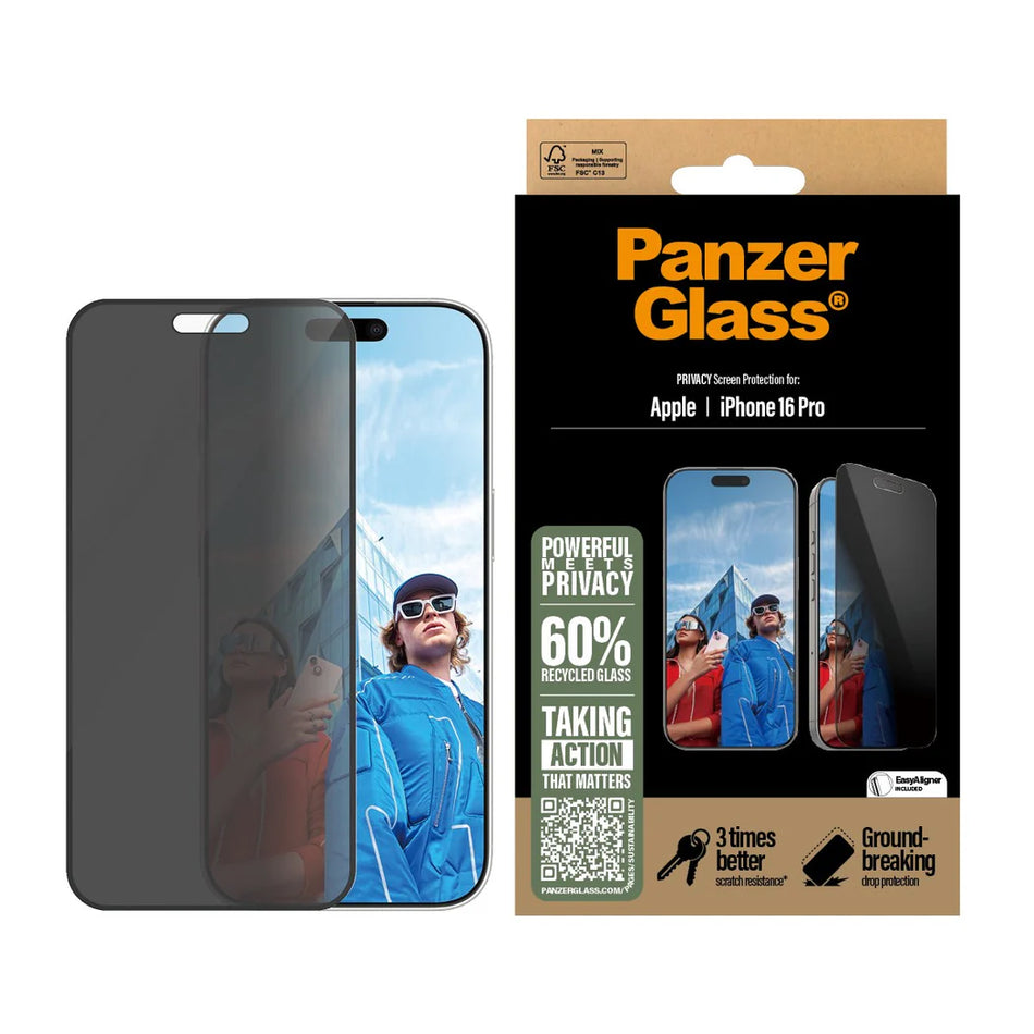 PanzerGlass® Privacy Screen Protector iPhone 16 Pro - Ultra-Wide Fit