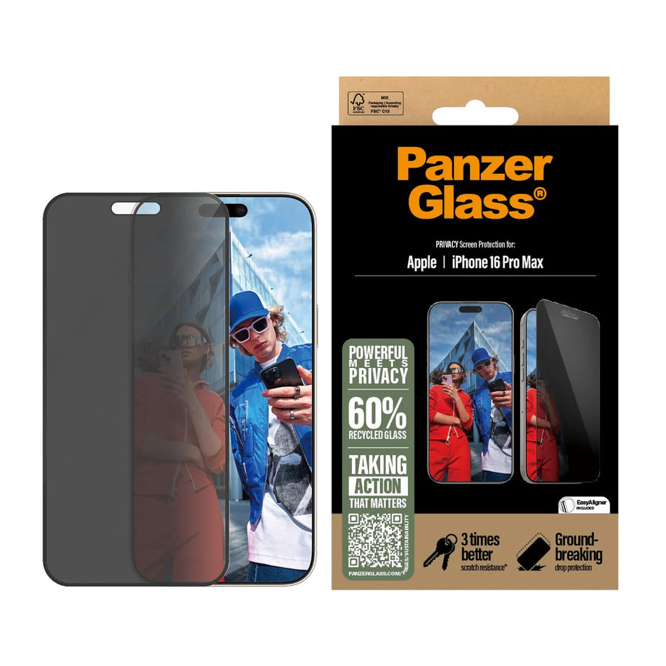 PanzerGlass® Privacy Screen Protector iPhone 16 Pro Max - Ultra-Wide Fit
