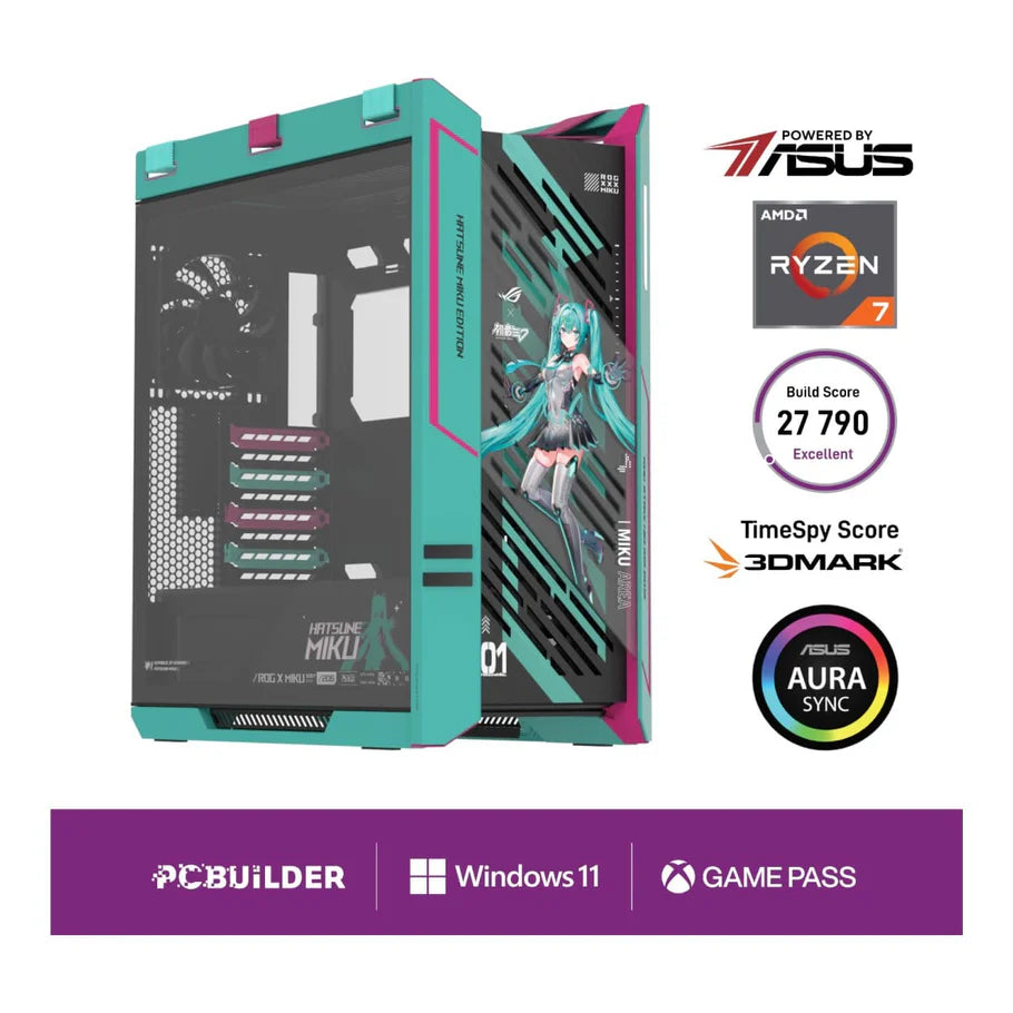 PCBuilder ASUS X MIKU Gaming Desktop PC AMD Ryzen 7 9800X3D 2TB SSD 32GB RAM RTX 5080 - Mac Shack