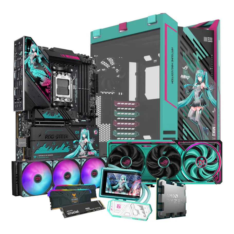PCBuilder ASUS X MIKU Gaming Desktop PC - AMD Ryzen 7 9800X3D 2TB SSD 32GB RAM RTX 5080 Win 11 Home