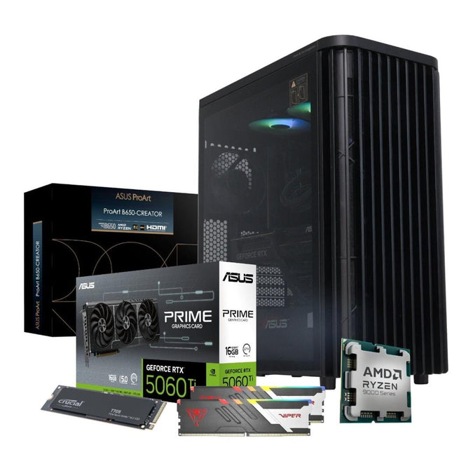 PCBuilder MONET Creator Workstation PC - AMD Ryzen 7 9700X 32GB 1TB SSD RTX 5060 Ti Win 11 Home - Mac Shack