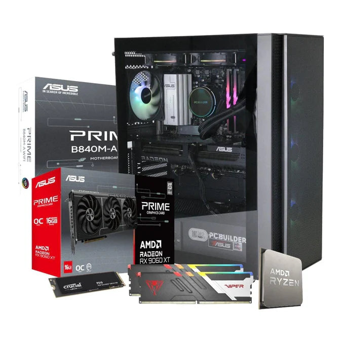 PCBuilder Seeker Gaming Desktop PC Ryzen 5 7600 1TB SSD 32GB RAM Radeon RX 9060 XT - Mac Shack