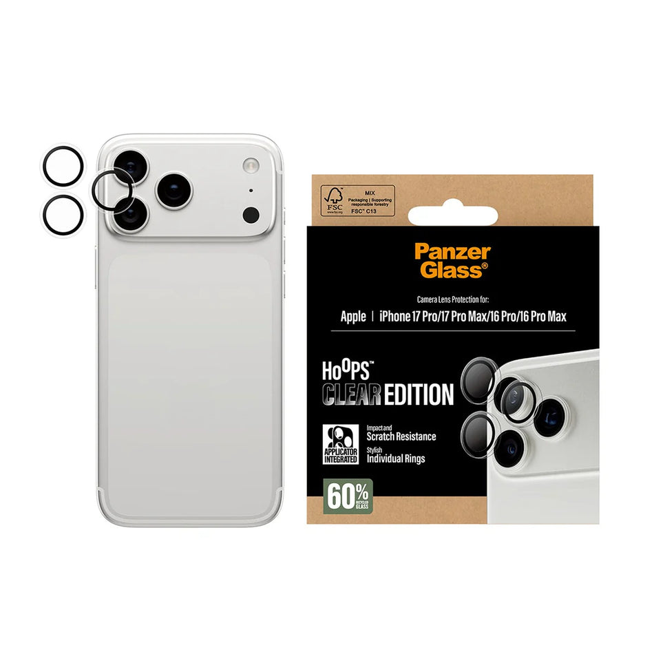 PanzerGlass™ Hoops Camera Lens Protector for iPhone 17 Pro /17 Pro Max /16 Pro/ 16 Pro Max - Clear