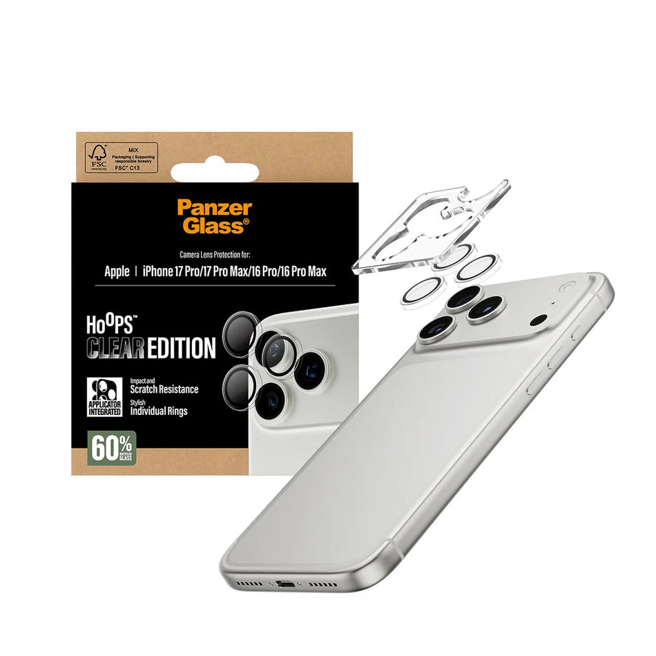 PanzerGlass™ Hoops Camera Lens Protector for iPhone 17 Pro /17 Pro Max /16 Pro/ 16 Pro Max - Clear
