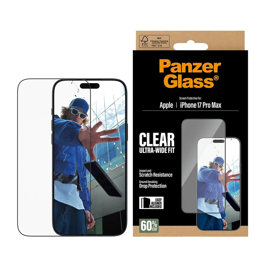PanzerGlass® Screen Protector for iPhone 17 Pro Max – Ultra-Wide Fit with EasyAligner