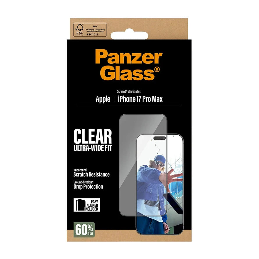 PanzerGlass® Screen Protector for iPhone 17 Pro Max – Ultra-Wide Fit with EasyAligner