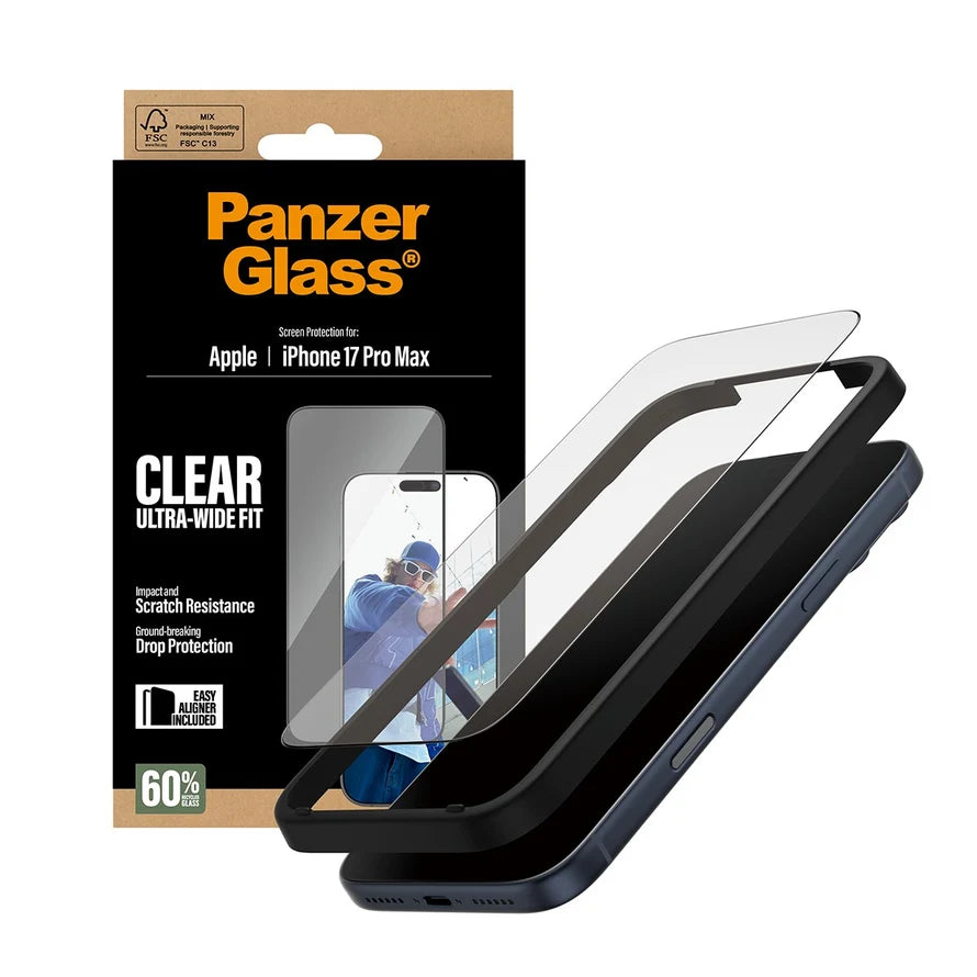 PanzerGlass® Screen Protector for iPhone 17 Pro Max – Ultra-Wide Fit with EasyAligner