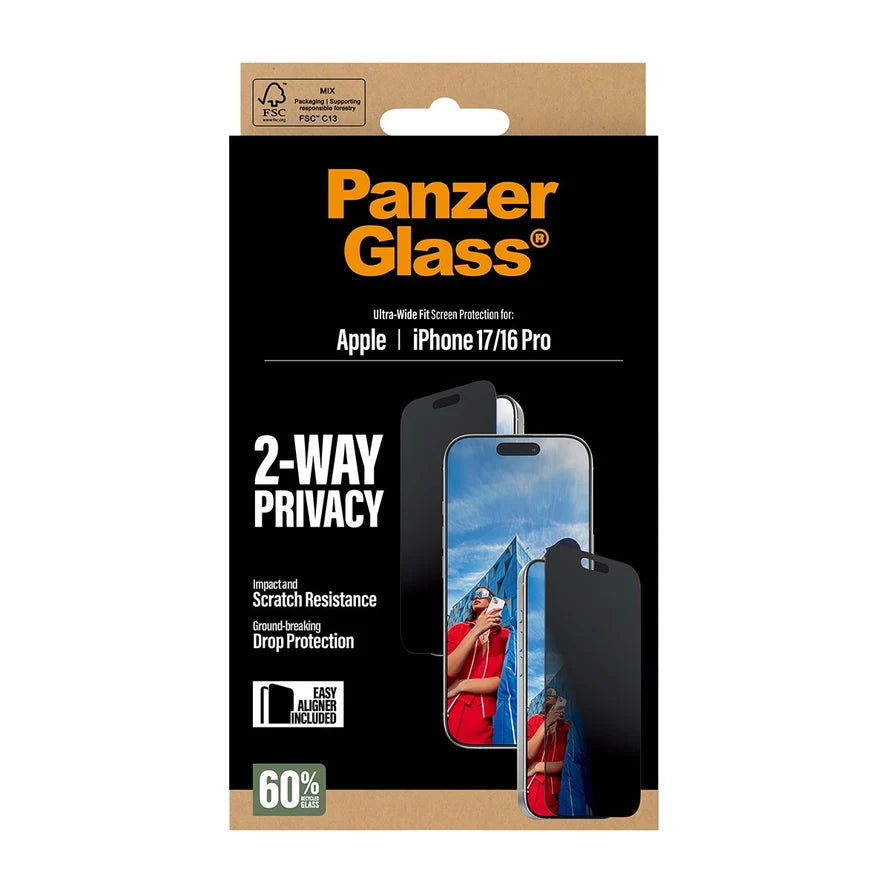 PanzerGlass® 2-Way Privacy Screen Protector – Ultra-Wide Fit with EasyAligner