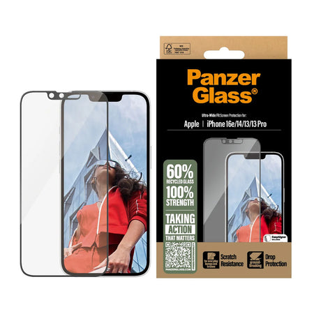 PanzerGlass™ Ultra-Wide Screen Protector for iPhone 16e /14 /13 /13 Pro - Mac Shack