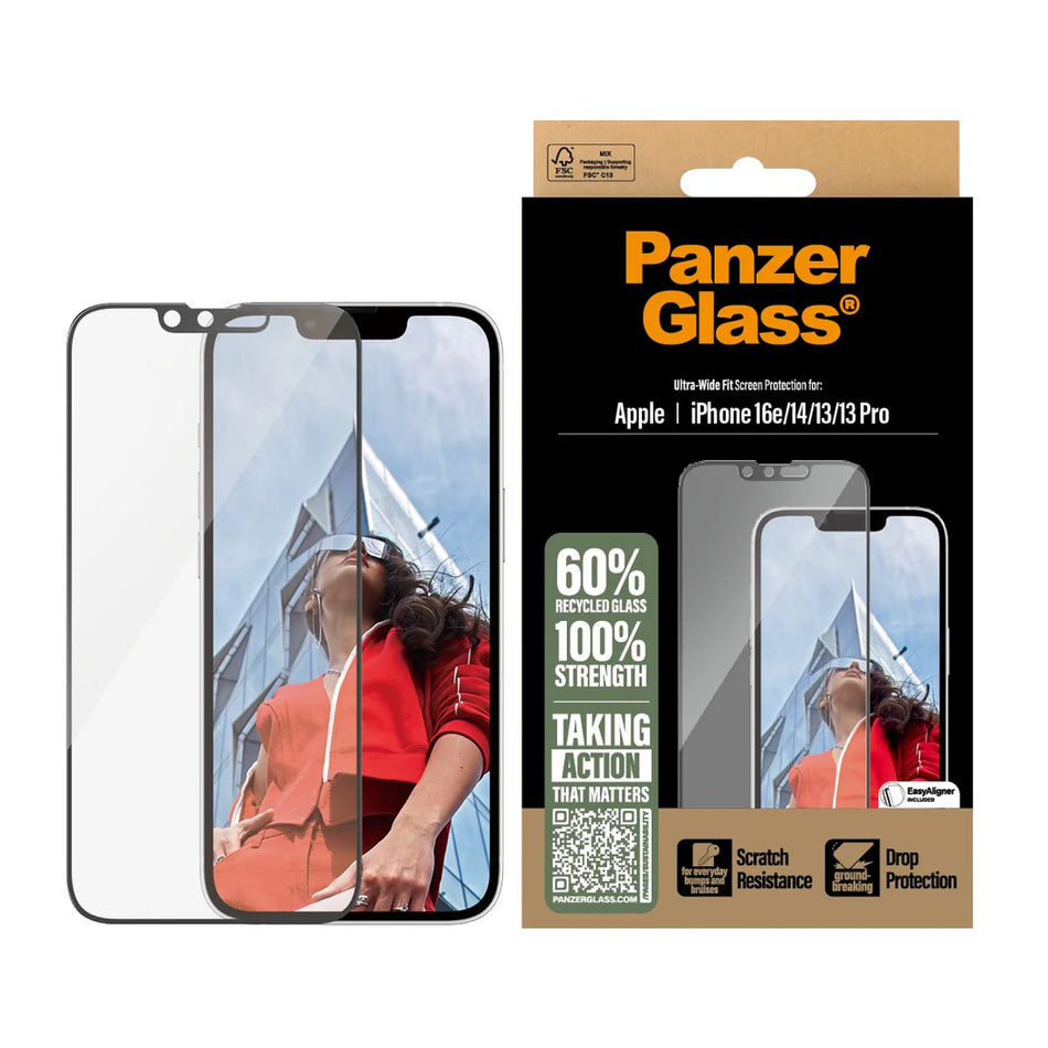PanzerGlass™ Ultra-Wide Screen Protector for iPhone 16e /14 /13 /13 Pro