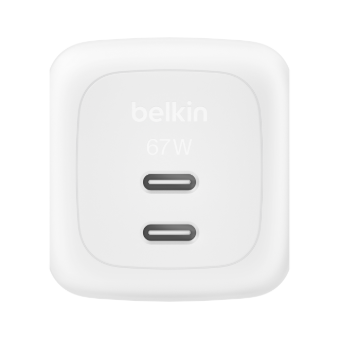 Belkin BoostCharge Pro 67W Dual USB-C GaN Wall Charger with USB-C Cable